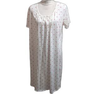 Cottagecore Nightgown Cotton White Pink Rosebud Maxi Medium